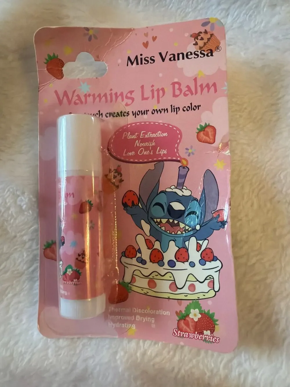 Miss Vanessa Warming Lip Balm Strawberry Stitch Color Changing 4g New
